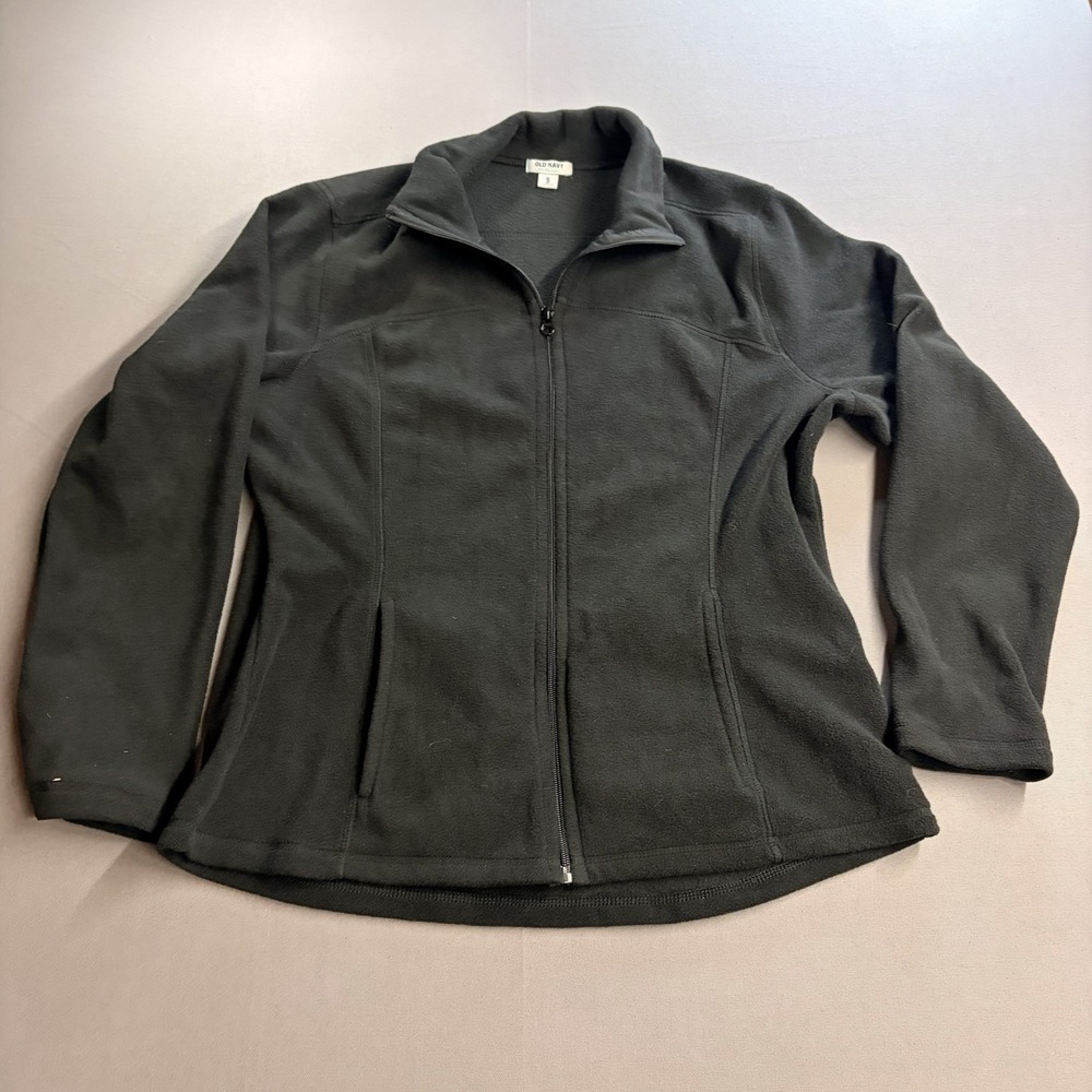 Old Navy Women’s XL Black Full Zip Microfleece Jacket Mock Neck Pockets